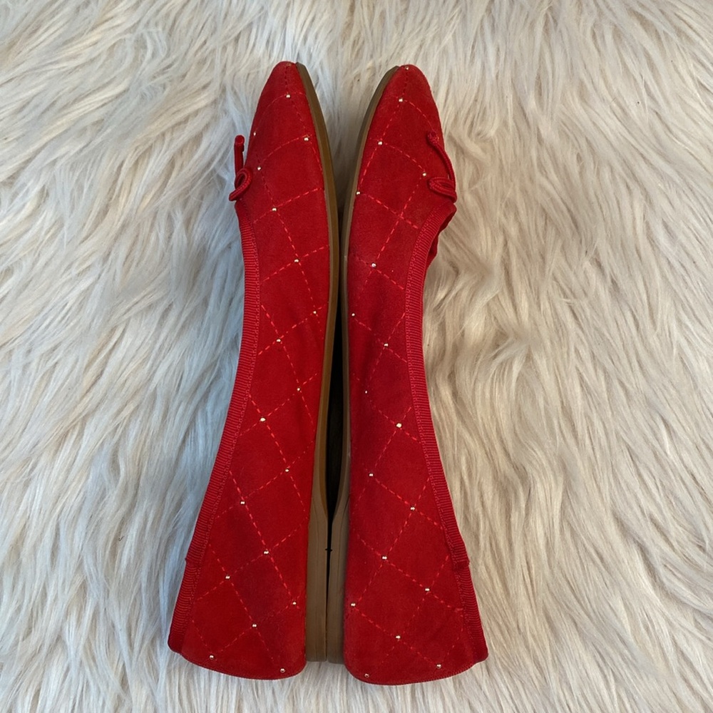 Talbots Penelope Quilted Ballet Flats - Studded Kid Suede - Red, Size 6.5M - Picture 9 of 17